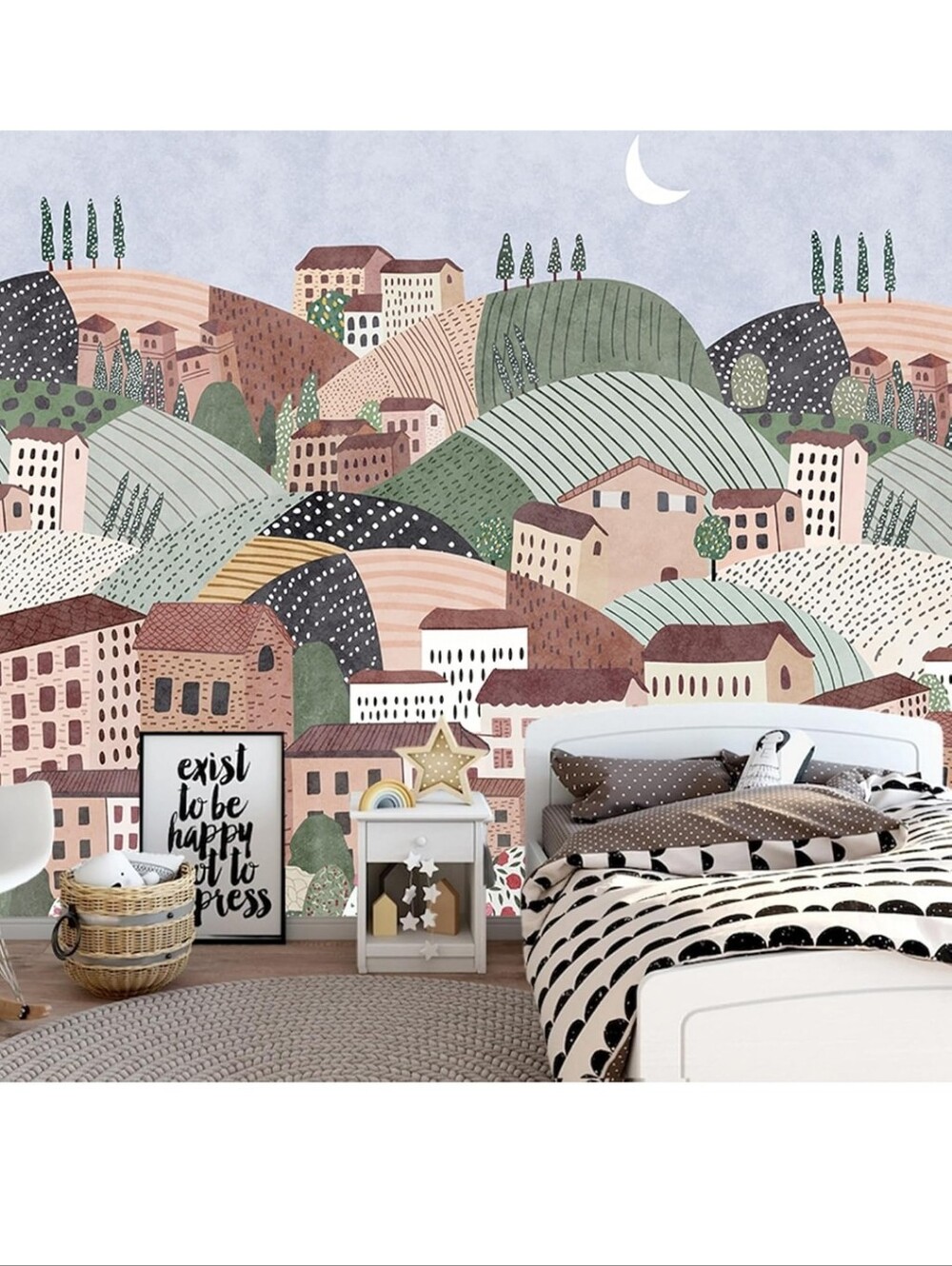 Pastel Hills Mural Wall Art — Multicolor Decorative Wallpaper